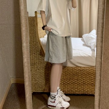 遛彎短褲~ 短褲 五分短褲 高腰褲 純棉短褲 女運動短褲 韓版 鬆緊 休閒短褲女 短棉褲 寬鬆短褲 夏天褲子 日系短褲