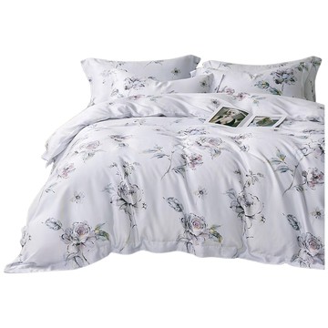 貝淇小舖 60支100%純天絲TENCEL 雙人全鋪棉床包兩用被四件組 - 親膚天絲  柔軟滑順  床包 + 兩用被套 + 枕套組  床包188 x 152cm + 被套212 x 182cm + 枕套75 x 47cm  沐夏