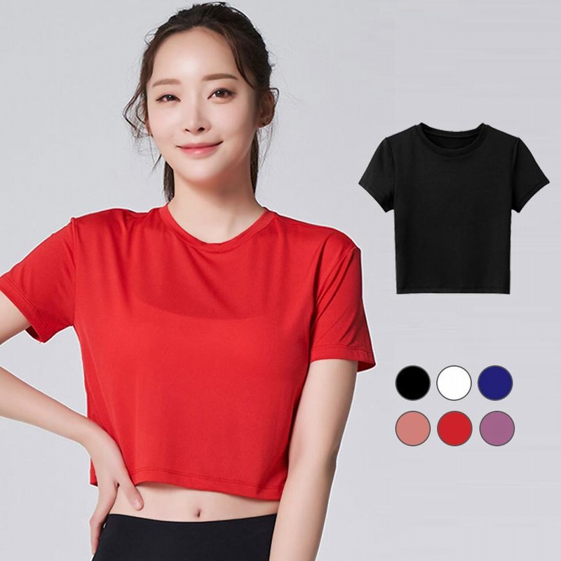 Tシャツ スポーツウェア トップス レディース 半袖 へそ出し
