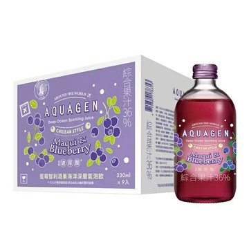 AQUAGEN 藍莓智利酒果海洋深層氣泡飲 330毫升 X 9瓶(2組)