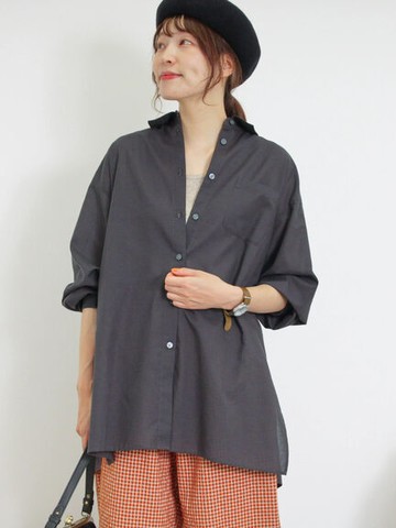 涼感側開岔翻領縮口袖襯衫(FL43L0A0180) - Samansa Mos2