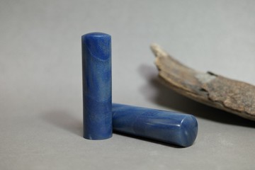 【好石多磨】藍紋石_玉石印章_夫妻結婚對章_圓章