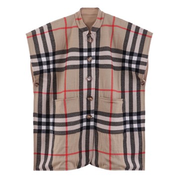 BURBERRY Kids Vintage 格紋雙面羊毛斗篷