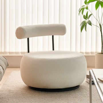 沙發矮凳 奶油風網紅客廳單人沙發搖椅設計師客廳臥室簡約羊羔絨旋轉休閑椅S094公司貨