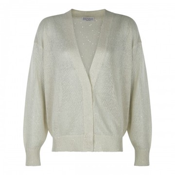 Brunello Cucinelli - Ivory Linen-silk Blend Cardigan S