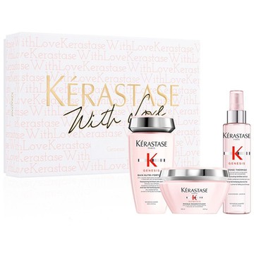 KERASTASE 卡詩 粉漾芯生三件禮盒組(洗250ml+髮膜200ml+熱活精華霧150ml)-快