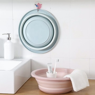 洗臉洗衣折疊壓縮塑料盆子家用大小號便攜式旅行可愛少女加厚耐用