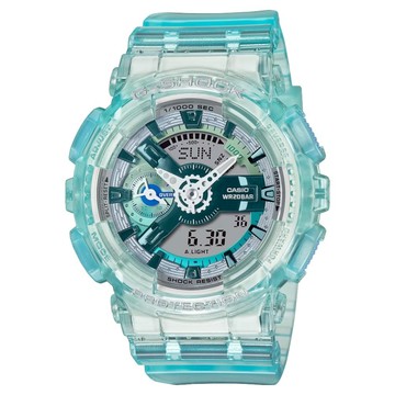 CASIO 卡西歐 G-SHOCK 未來科幻 虛擬世界雙顯錶款 GMA-S110VW-2A 45.9mm  半透明綠