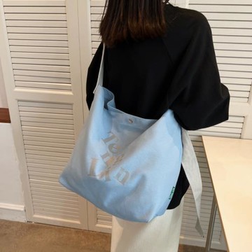 孕媽產檢托特包帆布包大容量單肩包淡奶油韓系撞色證件收納托特包