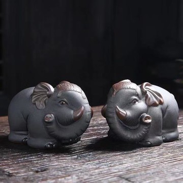紫砂茶寵擺件茶玩茶藝富貴吉象精品可養招財大象茶盤創意家居可愛