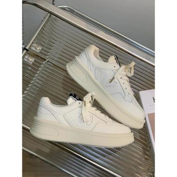 真皮厚底星星小白鞋女2025春季新款百搭休閑運動板鞋增高松糕鞋潮