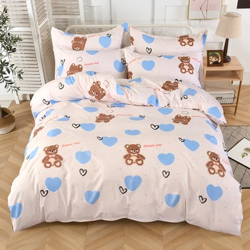 Blue Cat 藍貓 銀離子抗菌床包 愛心熊  床包+薄被套  6尺