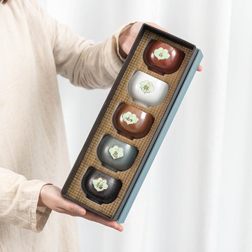 瓷牌茗吉祥如意建盞茶杯個人專用陶瓷功夫品茗杯主人羅漢杯禮盒裝