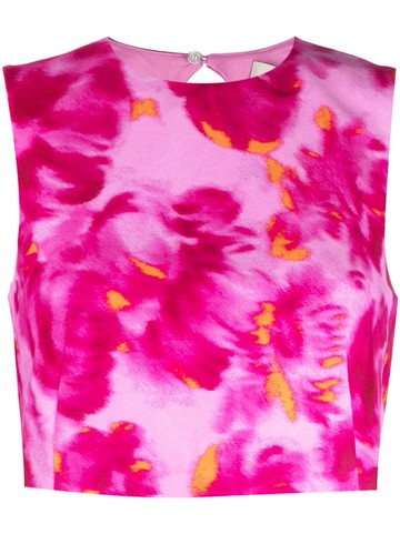 Sachin & Babi - Tanner watercolour-print crop top - women - Spandex/Elastane/Cotton - 8 - Purple