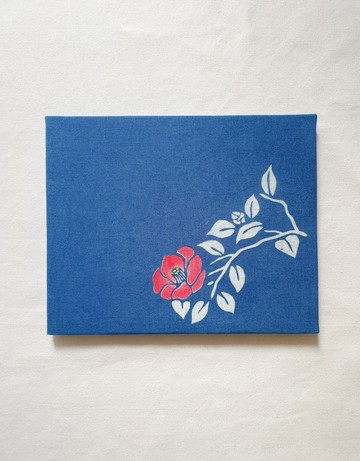 日本製 JAPANBLUE 山茶花 Camellia aizome art 靛藍染 藍染織品藝術 型摺染