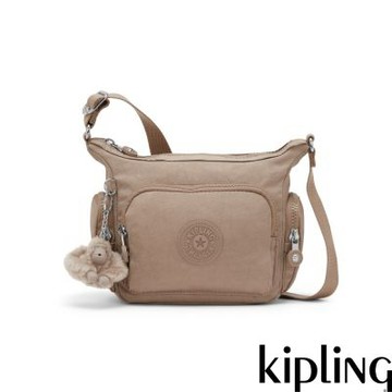『牛角包』Kipling (網路獨家款)淺棕褐色小巧多層側背包-GABBIE MINI