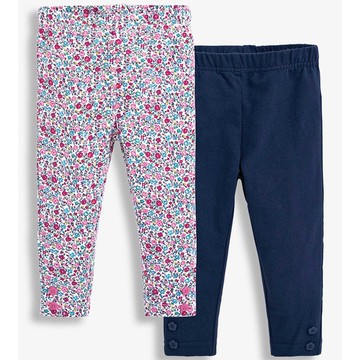 英國 JoJo Maman BeBe - 保暖長褲/內搭褲兩入組-藍色碎花