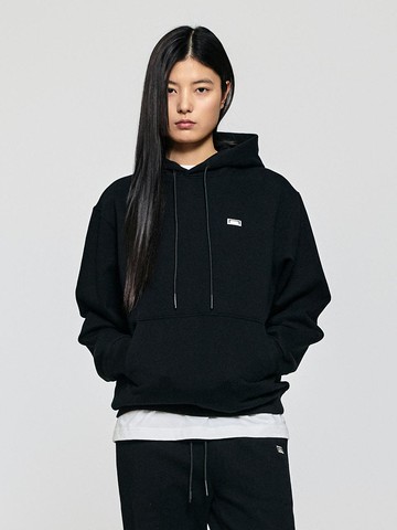 Essential Regular Fit Box Logo Hoodie [Black]