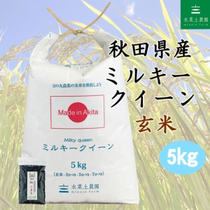 新米 令和5年産 米 お米 玄米 5kg 秋田県産 ミルキークイーン 古代米30g付き