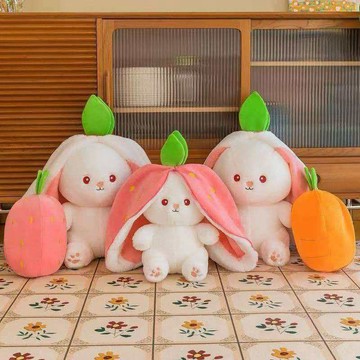 ✨動感 優選✨ 草莓變兔子玩偶 毛絨 公仔婚禮禮品抱枕婚禮娃娃拋灑娃娃婚禮