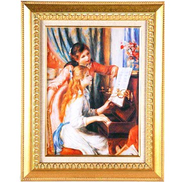 開運陶源 美術館典藏精華【雙彈鋼琴女孩】雷諾瓦名畫 46x59cm