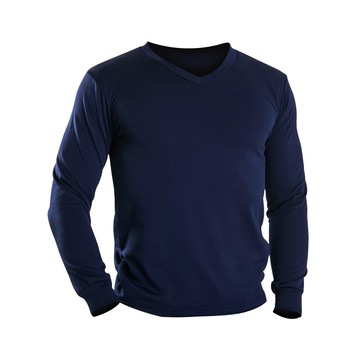 V領刷毛暖暖衣-深藍色