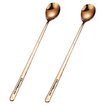 瑞典廚房 304不鏽鋼 長柄攪拌勺/攪拌匙/咖啡勺/冰品/甜品/湯匙/冰沙匙 19.5cm  玫瑰金  2支  2支攪拌匙