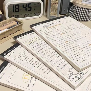 紅書同款B5便簽紙 無粘性簡約 可撕拍紙本學習用品 計划本便簽本子 可愛卡通插畫人物便簽紙高顔值 拍紙本50張記事本朝