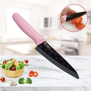 【FOREVER】日本製造鋒愛華櫻花限定款陶瓷刀16CM(黑刃粉柄)