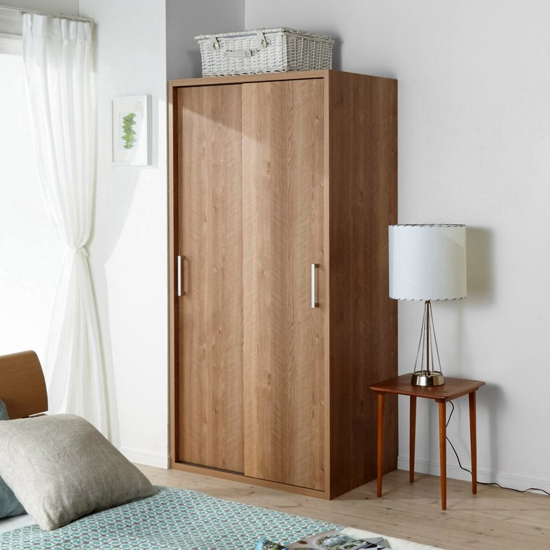 オシャレな北欧風デザイン 天然木調 引き戸クローゼットハンガー 幅90cm ナチュラル 通販 Lineポイント最大get Lineショッピング