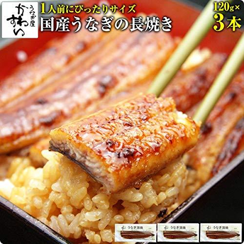 うなぎ屋かわすい 国産うなぎの蒲焼き（120g）3尾セット