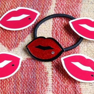 三色,法式紅唇,髮束,髮圈,髮飾