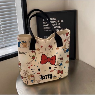 ✨臺灣出貨✨hellokitty卡通帆布包時尚包女手提袋可愛通勤百搭單肩托特大容量