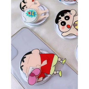 可愛蠟筆小新磁吸氣囊支架旋轉亞克力手機支架懶人magsafe少女心