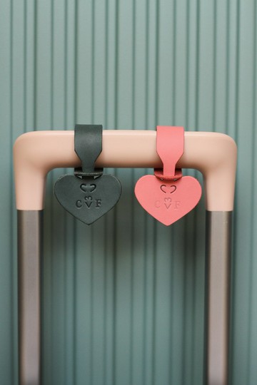 心上加心皮革行李吊牌  雙件套組