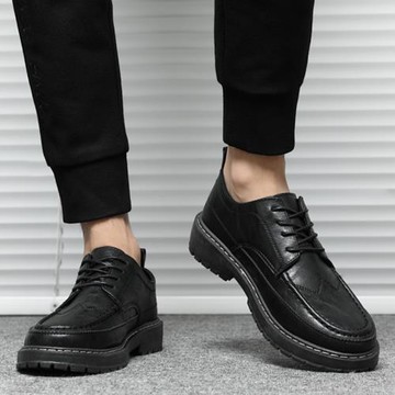 夏季皮鞋男韓版潮流英倫商務正裝休閑青年圓頭上班工作黑色小皮鞋