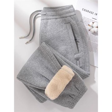 衛褲女加絨加厚2025冬季新款高腰綁帶寬松保暖束腳哈倫褲外穿長褲