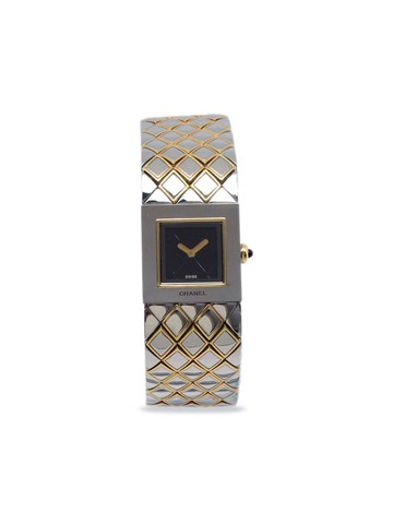 CHANEL Pre-Owned - 1993 pre-owned Matelassé 22mm - women - stainless steel/18kt Yellow Gold - One Size - Silver