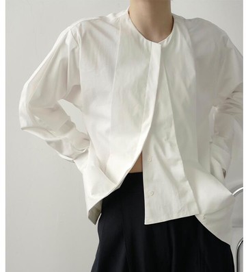 FINDSENSE X  男士 薄款 長袖寬松 休閑 短款前片拼接細節設計慵懶風襯衫