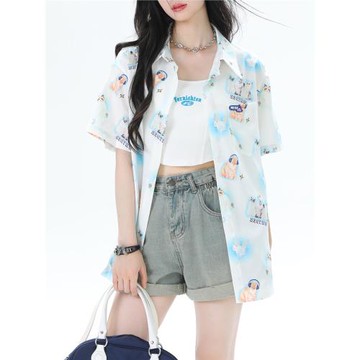 AONW夏季辣妹百搭帶胸墊吊帶背心女美式復古字母刺繡可外穿