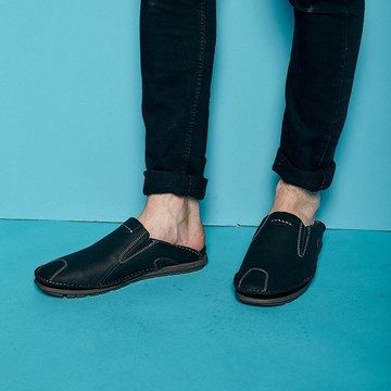 WALKING ZONE 英倫真皮自然風格開車鞋男鞋-黑