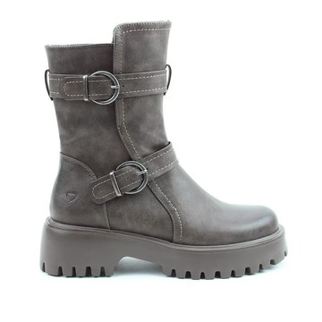 【Utrue 悠初生活】HEAVENLYFEET｜英國舒適休閒女鞋 個性雙扣中筒靴-Tatianna(石灰咖)-廠商直送