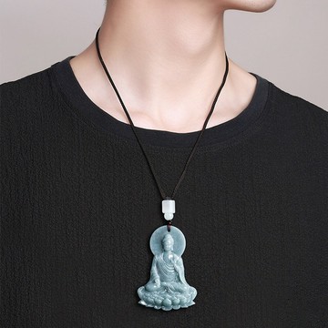 項鍊 翡翠項鍊 黑繩項鍊 佛牌項鍊 玉項鍊 天然翡翠 阿彌陀佛 玉石吊墜 守護神 本命佛 禮物 256