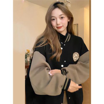 開衫衛衣外套學院風中長款棒球服