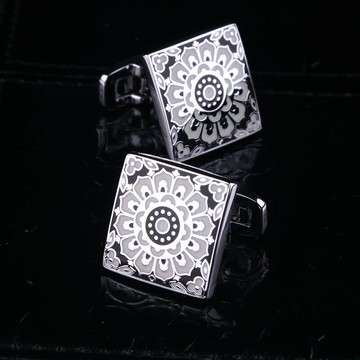 新款 獵尚黑白灰男士法式襯衫袖扣 正裝商務潮男袖釘上班工作配飾