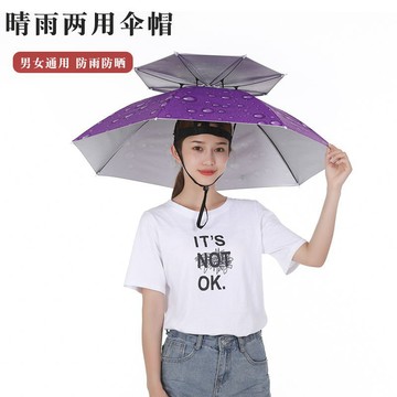 ⚡臺灣熱銷⚡戶外頭戴傘帽子帽傘雨傘帽傘太陽傘鬥笠傘遮陽釣魚傘男女防紫外綫 2BND