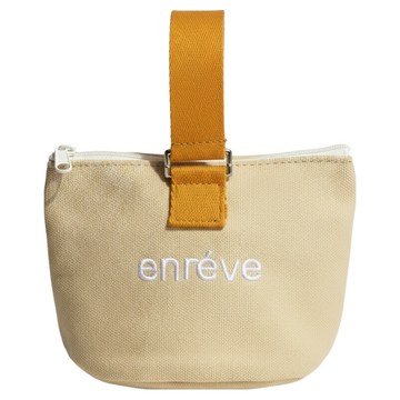 enreve 迷你帆布手拿包  米色  加大 (寬 13cm x 高 13cm)