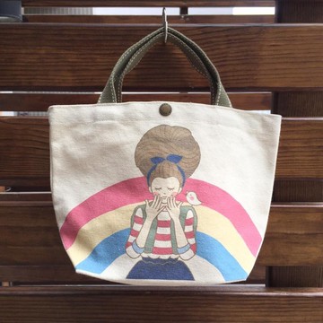 《藝之魚》送些溫暖給自己  插畫帆布包 帆布袋 布包 小托特 適合手提 --D0006