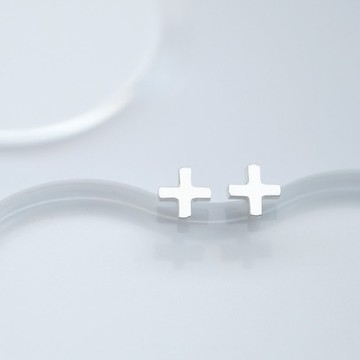 迷你 十字架 耳環 925 純銀