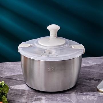 ✨可開發票#不銹鋼新款蔬菜脫水器炸串甩油耐高溫大容量商用沙拉甩沙律瀝水籃#免運